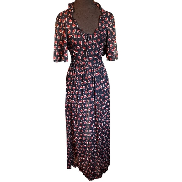 Harriet London Bloomingdale’s Young East Sider Shop Cotton Floral Maxi Dress XXS - Picture 3 of 11